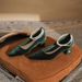 Elegant Square Head Shallow Mouth Single Shoes For Women S Autumn And Winter New Collection Dark Green Pearl_vogvips.com