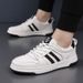 Men's Genuine Leather Sneakers Breathable Casual Sports Shoes Fashion White Board Shoes Flat Comfortable Walking Shoes Trendy Street Style_vogvips.com