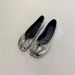 Full Cowhide ~ Genuine Soft Leather Silver Pig Split Toe Shallow Mouth Single Women's Flat French Mary Jane Shoes_vogvips.com