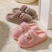 Women's Autumn And Winter, Indoor Home Thick Sole, Fleece Lined, Warm, Cute Bear Couple Style, Fluffy Cotton Slippers_vogvips.com