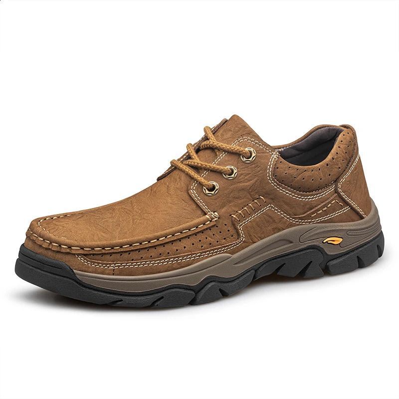 Mens Lace Up Casual Leather Shoes Oxfords Handmade Comfortable Walking Work Dress Office Travel Outdoor 250122_vogvips.com