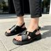 2026 Summer New Women's Cowhide Thick-Soled Cross-Strap Platform Sole, One-Strap Roman Sandals, Cross-Border Trade_vogvips.com