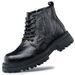 European Warm Series Men's Martin 2025 New Cotton-Padded Leather Thin British Style Mid-Cut Thick Sole Height-Increasing Motorcycle Black_vogvips.com