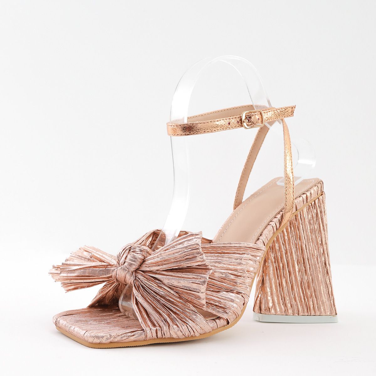 Women’s Shoes new sandals high heeled thick heeled bow silk retro fairy shoes_vogvips.com