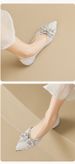 Rhinestone Single Shoes Women's Autumn Shallow Mouth Bow French Gentle Shoes Large Size Women's Shoes_vogvips.com