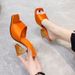 Square Toe High Heels Fashion Slippers For Women With Crystal Heels, Elegant Cloth Surface, Fish Mouth, And Cool_vogvips.com