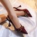 2026 New Cross-Border Foreign Trade European And American Large Size Pointed Toe Hollow One-Strap Metal Buckle Wedge_vogvips.com