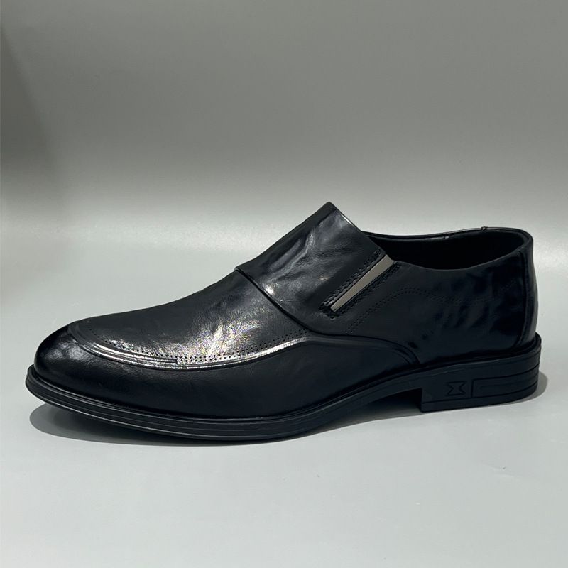 High-end Genuine Leather Versatile Pointed Toe Slip-on Business Casual Formal First Layer Cowhide Men's Shoes_vogvips.com