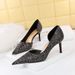 8829-A3 Style Sexy Nightclub Slim Fit High Heel Shallow Mouth Pointed Side Hollow Shining Sequin Single Shoe_vogvips.com