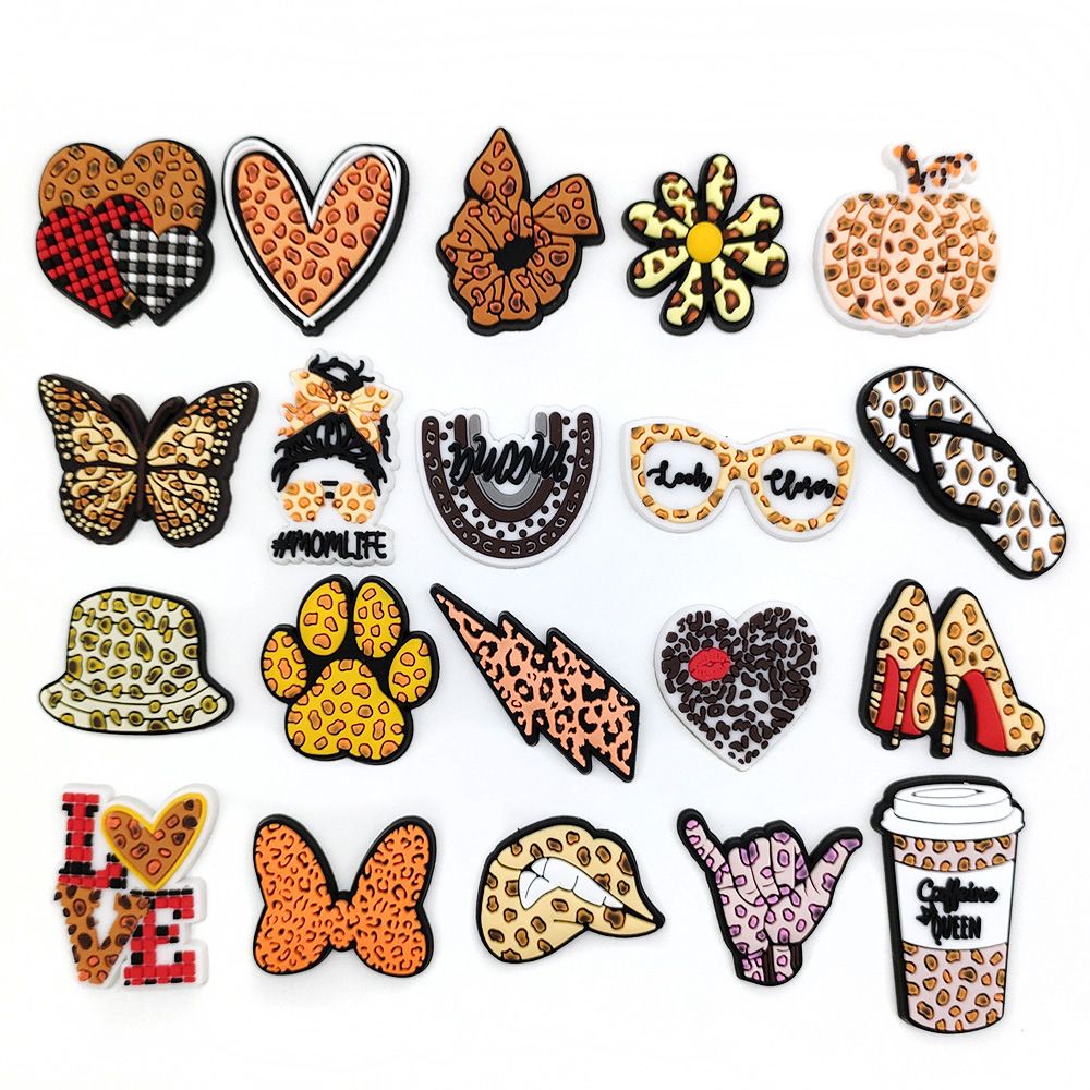 20 Sets Of Cartoon Leopard Print Shoes Flower Decorative Buckle Personalized DIY Student Garden Shoe Buckle Accessories_vogvips.com