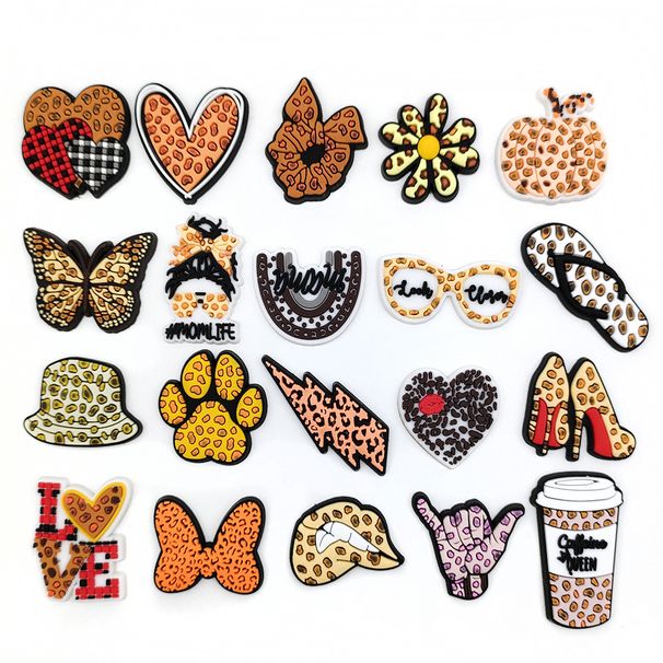 20 Sets Of Cartoon Leopard Print Shoes Flower Decorative Buckle Personalized DIY Student Garden Shoe Buckle Accessories_vogvips.com