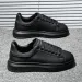 Women Black Platform Skate Shoes Thick Sole Height Increasing Lace Up Leather Casual Daily Walking Sneakers_vogvips.com