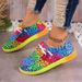 New Large Size Lace-Up Colorful Low-Top Women's Ethnic Style Graffiti Slip-On Canvas Flat Shoes_vogvips.com