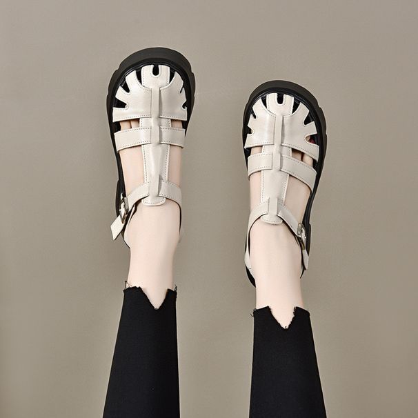 Roman Sandals For Women 2024 Summer New Style Baotou Hollow Woven Hollow Sandals Waterproof Platform Platform Heels Thick Soled Shoes_vogvips.com