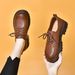 Round Toe Small For Women 2024 Top Layer Cowhide Lace-up Flats All-season Shoes Comfortable Soft Leather Loafers_vogvips.com