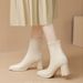 Women's Shoes Slim Fit Ankle Boots, Chunky Heel, Square Toe, Fashionable Fleece Lined French Martin Boots, Autumn/Winter New Style_vogvips.com