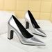 1727 European And American Style Chunky Heel Party Women's Versatile High Heels Slip-On Commuting Comfortable Pointed_vogvips.com