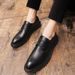Euro Step Men's Leather British Style Pointed Toe Trendy Business Casual Lace-up Wear-resistant Fashion Brogue Shoes_vogvips.com