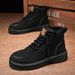 Martin Boots Men's Shoes High-top Wind Tooling Rhubarb Boots Men's Korean Version Platform Short Boots_vogvips.com