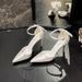 Women's Satin Wedding Shoes White Stiletto Heel Pumps with Single Strap Sweet Bow plus Size High Heels 42 43_vogvips.com