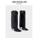Women's Shoes Spring New Retro Rivet High Leg Trouser Boots Women's Boots All Match Boots Knight Boots Long Boots_vogvips.com