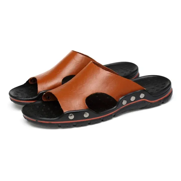 Men Summer Breathable Luxury Sandals Shoes Beach Classics Leather Mens Slippers Outdoor Flip Flop Indoor Slides Man_vogvips.com