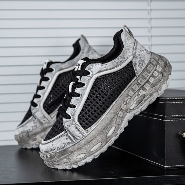 European Trendy 2025 Summer Mesh Breathable Casual Sports Shoes Men's Thick-soled Height-increasing Dad Sneakers_vogvips.com