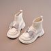 Shoes 2025 Autumn New Ankle Girls' Knitted British Style Short Bowknot Children's Leather Boots_vogvips.com