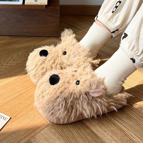 DIMIFEI Scrawled Puppy Cotton Slippers For Women Winter Indoor Non-Slip Warm Half-Wrapped Plush Soft Sole Furry Shoes_vogvips.com