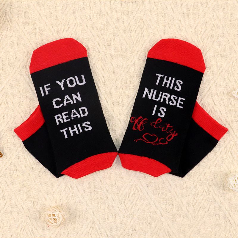 Cotton mid-tube socks sole letter jacquard creative leisure sports socks_vogvips.com