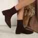 Women's Slimming Pointed Toe Mid Heel Martin Boots Suede Back Zipper Short Boots Plus Size Winter New Style_vogvips.com