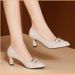 High-quality Soft 2025 Spring And Autumn New Style, Women's Mid-heel Chunky High-heeled , Casual Versatile Leather_vogvips.com