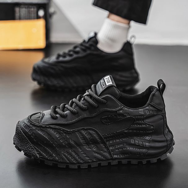 European Men's 2025 Spring New Leather Embossed Dad Ultra Soft Thick Sole Hot American Style Trendy Shoes_vogvips.com