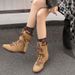 Women Boxing Boots Boxing Shoes~2025 New Genuine Leather Inner Height Increase 5Cm Western Cowboy Slimming Work Short Boots For Women_vogvips.com