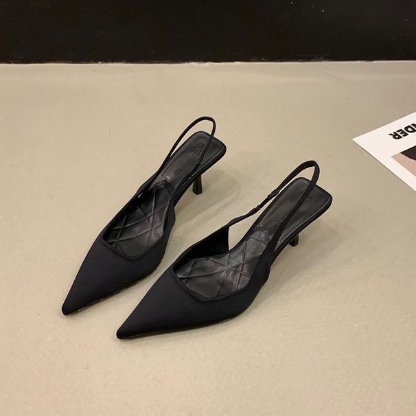 Black High Heels For Women 2024 Spring New French Style Korean Version Single Shoes To Match Skirts Pointed Toe Stiletto_vogvips.com