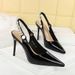 1859-K109 European American Style High-heeled Shoes, Pointed Toe, Shallow Cut, Women's Pearl And Rhinestone Backless_vogvips.com