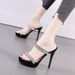 1513-29 Rhinestone Black European And American French Style Platform Sandals 2025 Spring/Summer New Ultra High Heel_vogvips.com
