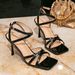 Women's High Heel Sandals Women Fashion Simple Black Square Toe Buckle Casual High Heel Sandals Women_vogvips.com