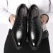 Suitable For All Seasons 2025 Spring New Business Casual Leather Men's Pointed Toe Lace-up Plaid Formal Wedding British Single Shoes_vogvips.com