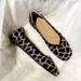Women's Loafers Breathable Knit Fabric Square Toe Slip-On Comfort Shoes With Leopard Print & Retro Style For Casual Leopard Print Retro Grandma Shoes_vogvips.com