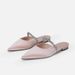 Summer Wear, Silver Closed Toe Mule Flat Sandals, High End Style, Pointed Toe, French Style Half Slippers For Women._vogvips.com