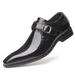 2025 New Pointed Toe British Style Leather With Buckle Low Heel Single Large Size Men's Slip-On Shoes_vogvips.com