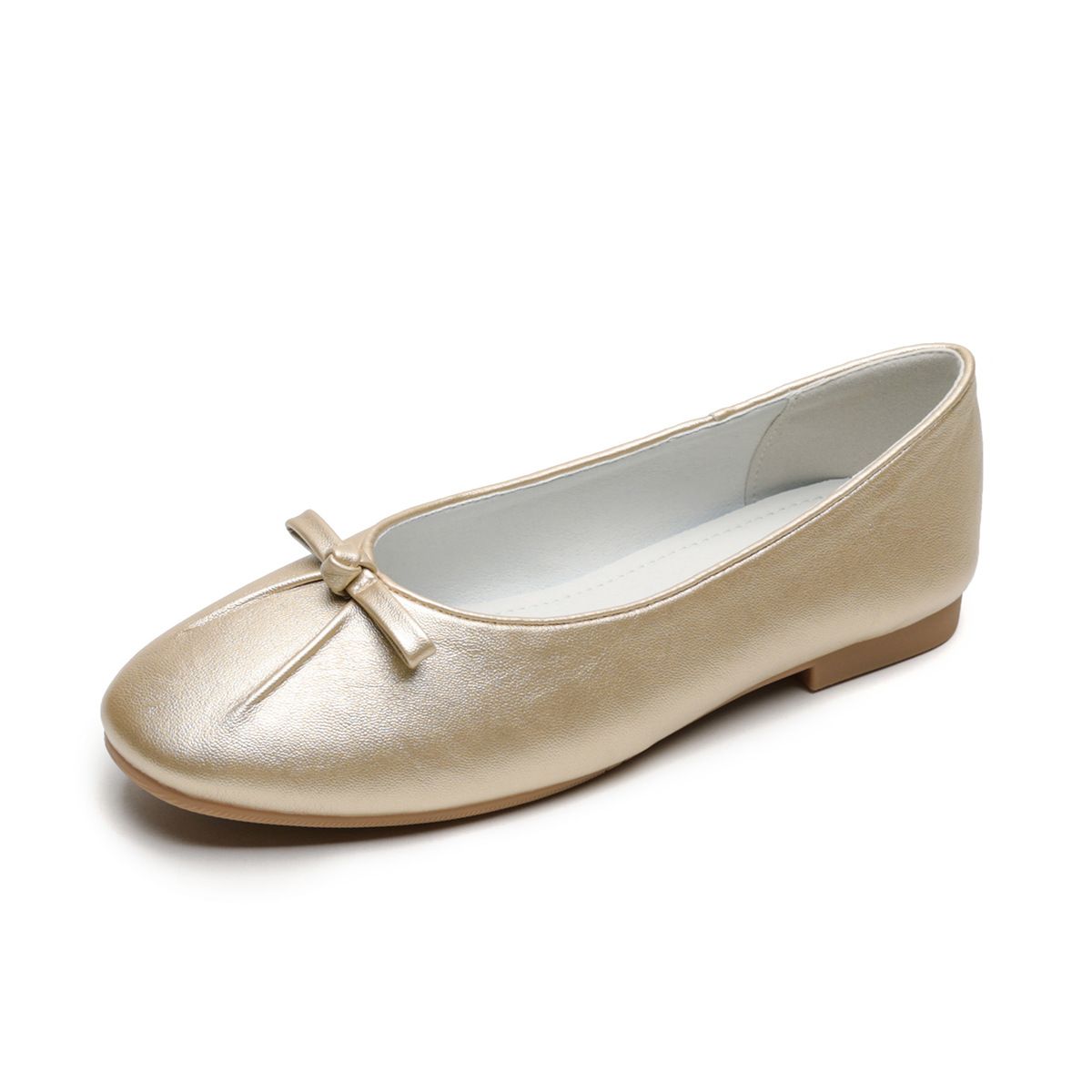 French Bow Silver Light Mouth Single Shoes Women's One-pedal Flat-soled Soft-soled Grandma Shoes_vogvips.com