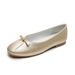 French Bow Silver Light Mouth Single Shoes Women's One-pedal Flat-soled Soft-soled Grandma Shoes_vogvips.com