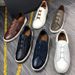 New Style Z Brand Cross Elastic Band Sneakers White Men's Genuine Leather Lazy Slip-On Casual Shoes_vogvips.com