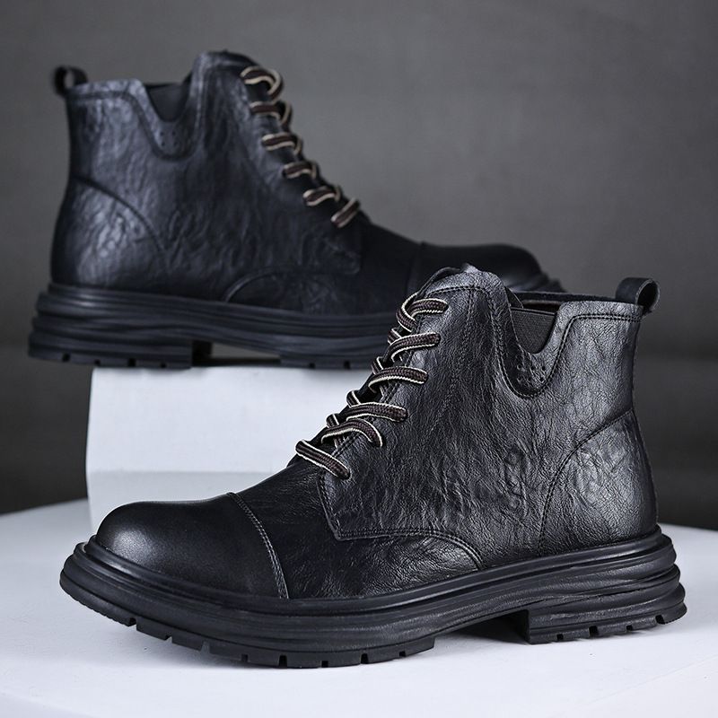 Martin Boots Shoes Men's Platform Big Head Derby Shoes Short Boots Leather Boots_vogvips.com