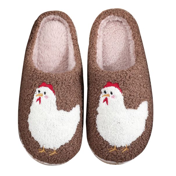 Cute Chicken Plush Cute Slipper Non-slip Cute House Shoes Winter Casual Warm Cartoon Flat Fluffy For Outdoor Indoor Bedroom_vogvips.com