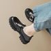 One-word Buckle With Platform Loafers Women's Retro British Small Leather Shoes Soft-soled Single Shoes Women_vogvips.com