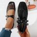 Women's Flat French Style Mary Jane Shoes Breathable Mesh Square Toe Cross Strap Fashion Shoes New 2025 Style_vogvips.com