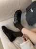 Genuine Autumn Winter Retro Woolen Fleece-Lined Mary Jane Cotton For Women With Double Buckle Design Lazy_vogvips.com